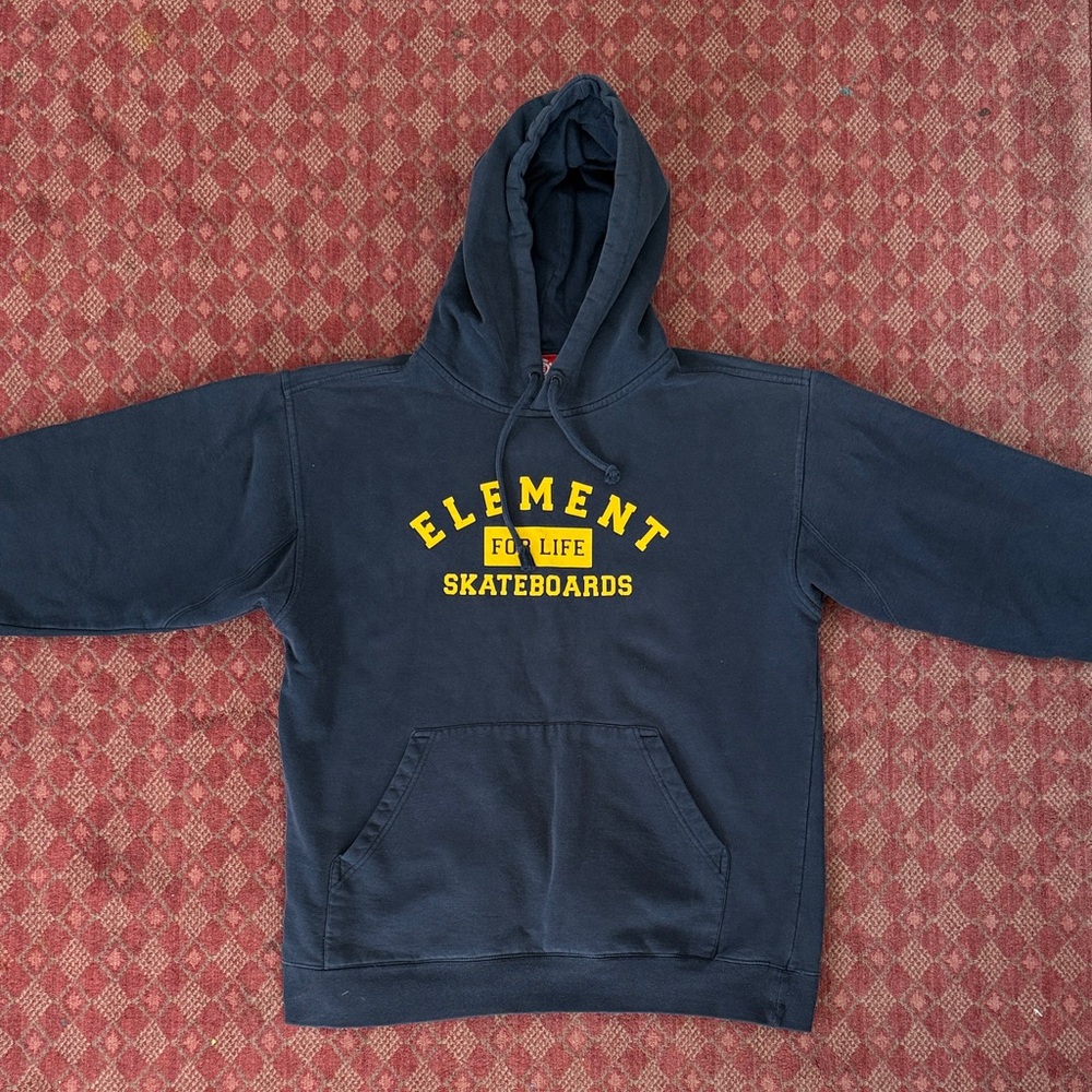 Element Men's Dark Blue Hoodie with Yellow Logo
